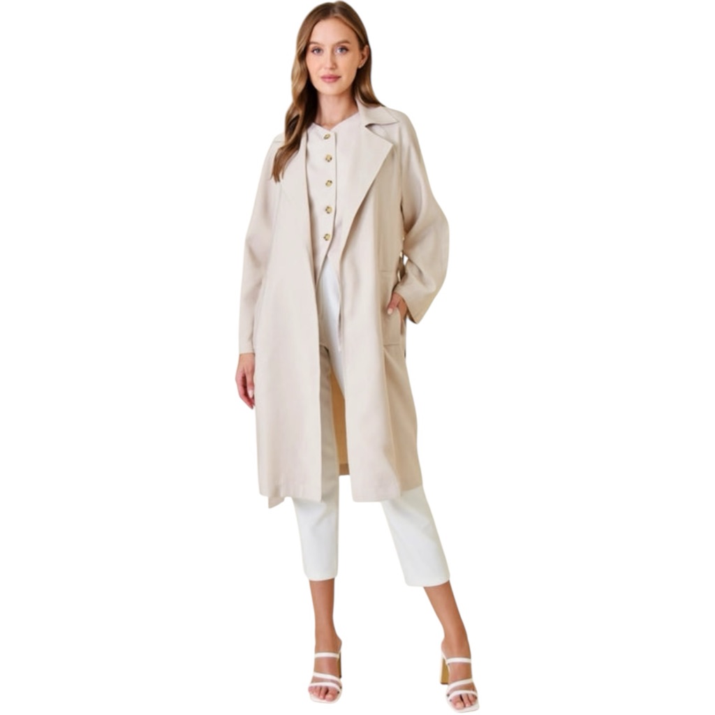 Fate Women’s Trench Coat Taupe With Belt